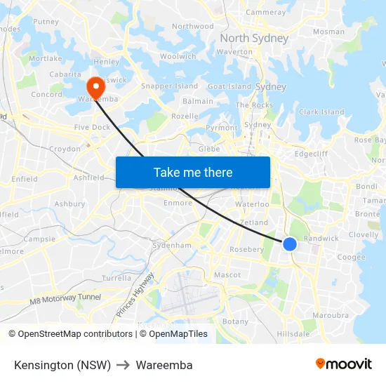Kensington (NSW) to Wareemba map