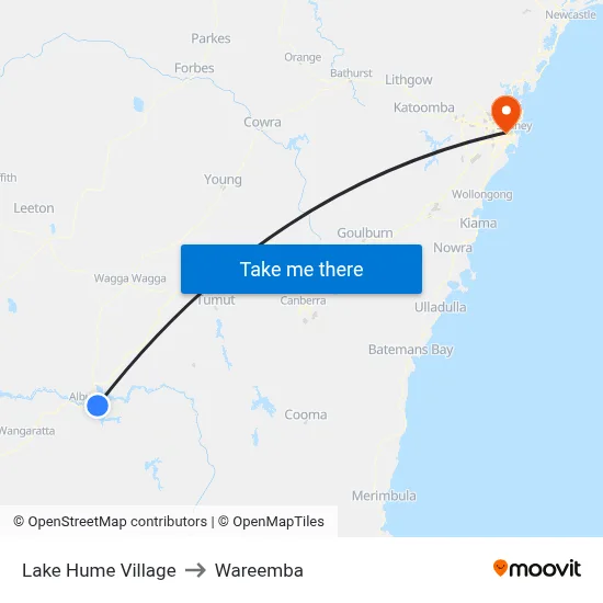 Lake Hume Village to Wareemba map