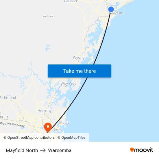 Mayfield North to Wareemba map
