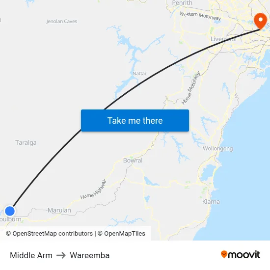 Middle Arm to Wareemba map