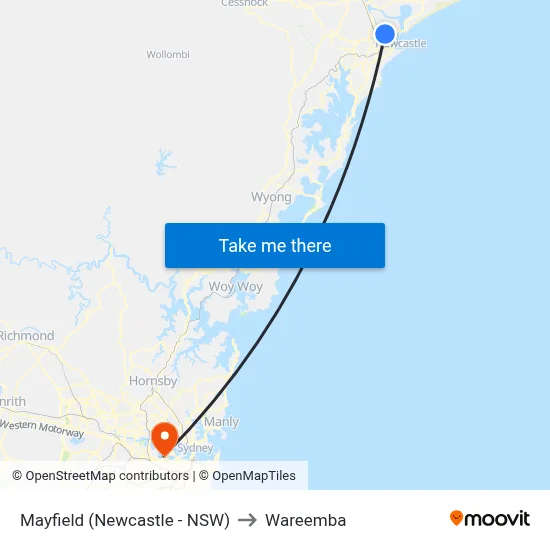 Mayfield (Newcastle - NSW) to Wareemba map