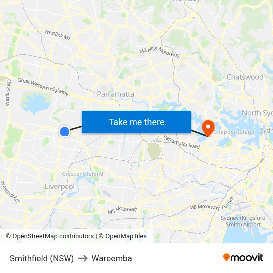 Smithfield (NSW) to Wareemba map