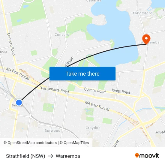 Strathfield (NSW) to Wareemba map