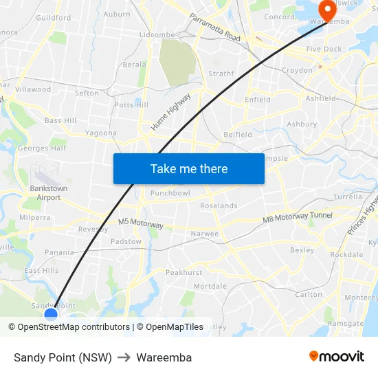 Sandy Point (NSW) to Wareemba map