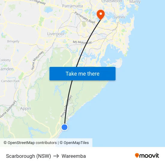 Scarborough (NSW) to Wareemba map