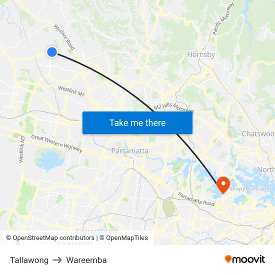 Tallawong to Wareemba map