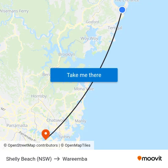 Shelly Beach (NSW) to Wareemba map