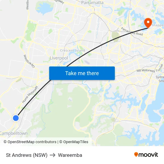 St Andrews (NSW) to Wareemba map