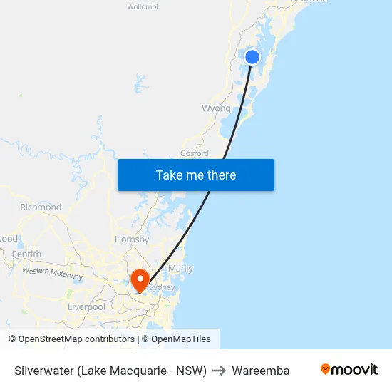 Silverwater (Lake Macquarie - NSW) to Wareemba map