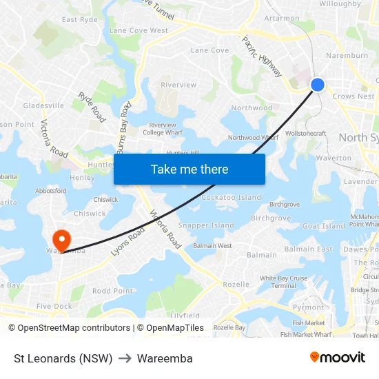 St Leonards (NSW) to Wareemba map