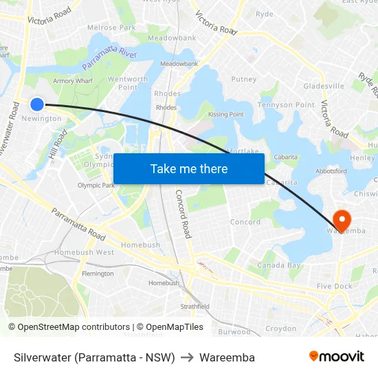 Silverwater (Parramatta - NSW) to Wareemba map