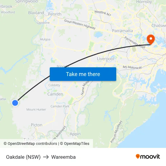 Oakdale (NSW) to Wareemba map