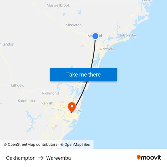 Oakhampton to Wareemba map