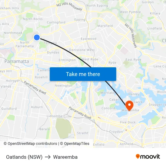 Oatlands (NSW) to Wareemba map