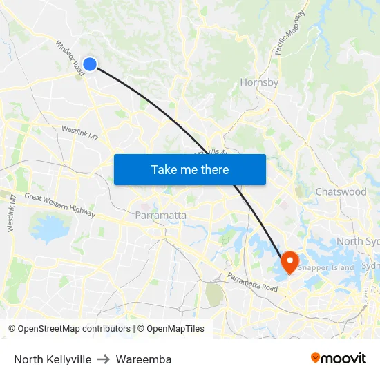 North Kellyville to Wareemba map