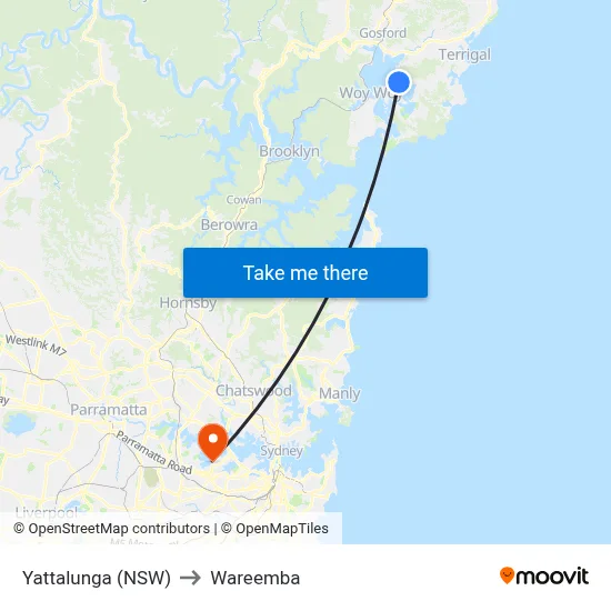 Yattalunga (NSW) to Wareemba map