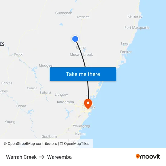Warrah Creek to Wareemba map