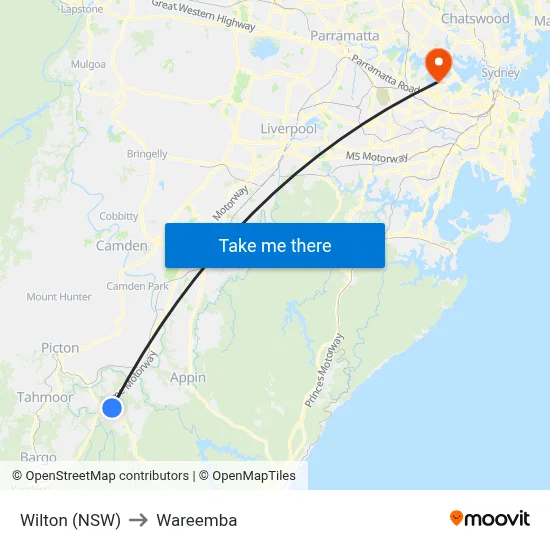 Wilton (NSW) to Wareemba map