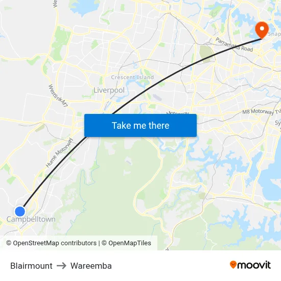 Blairmount to Wareemba map