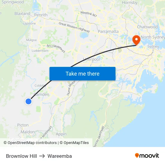 Brownlow Hill to Wareemba map