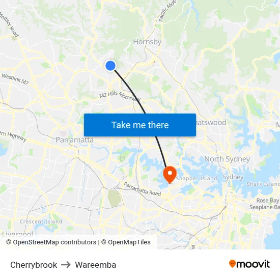 Cherrybrook to Wareemba map