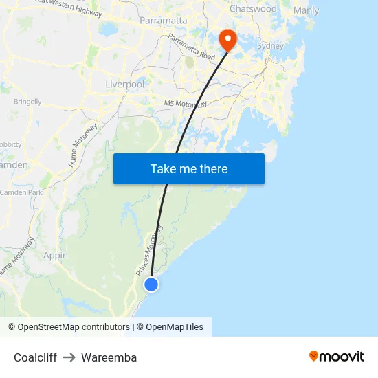 Coalcliff to Wareemba map