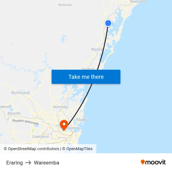 Eraring to Wareemba map