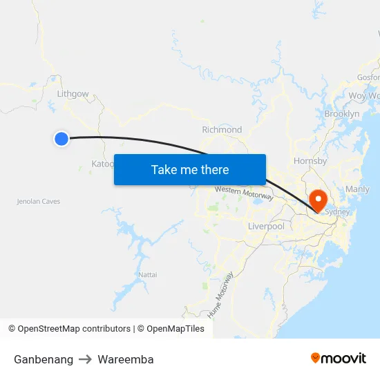 Ganbenang to Wareemba map