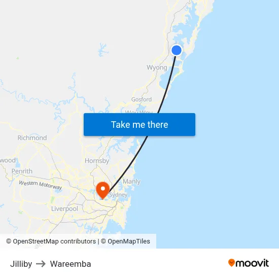 Jilliby to Wareemba map