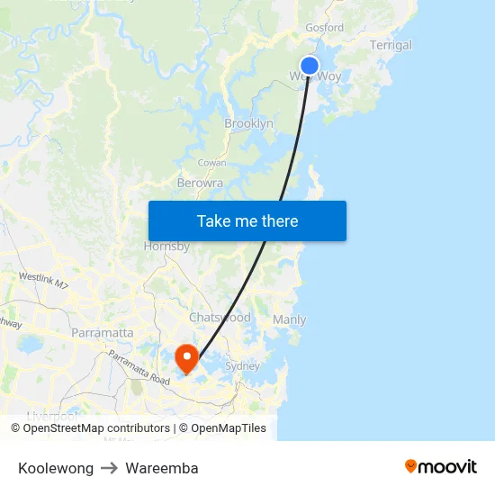 Koolewong to Wareemba map