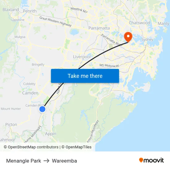 Menangle Park to Wareemba map