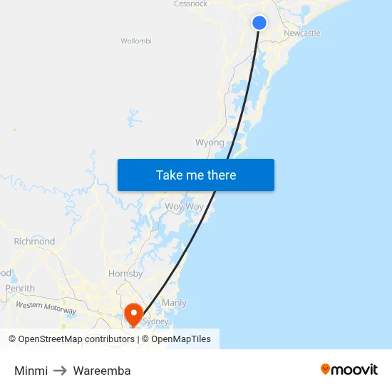 Minmi to Wareemba map