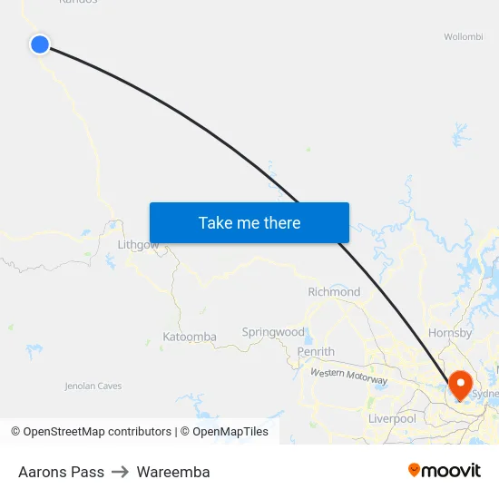 Aarons Pass to Wareemba map