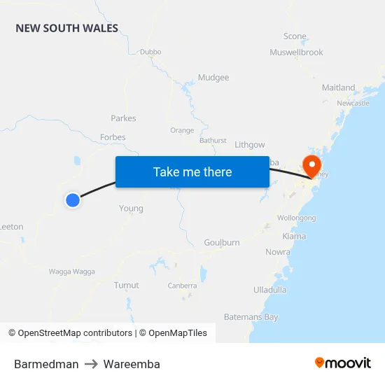 Barmedman to Wareemba map