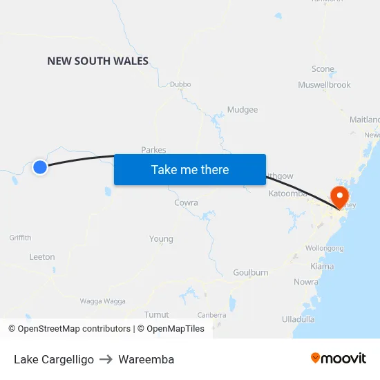 Lake Cargelligo to Wareemba map