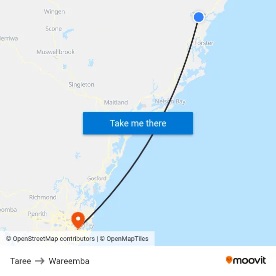 Taree to Wareemba map