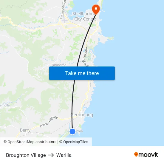 Broughton Village to Warilla map