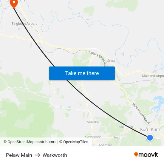 Pelaw Main to Warkworth map
