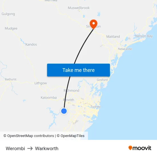 Werombi to Warkworth map