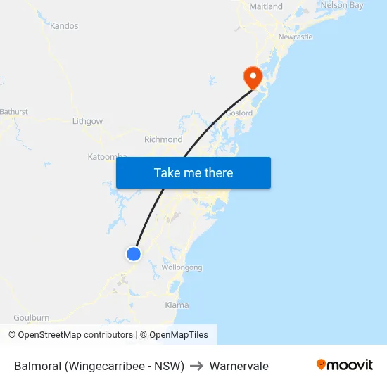 Balmoral (Wingecarribee - NSW) to Warnervale map