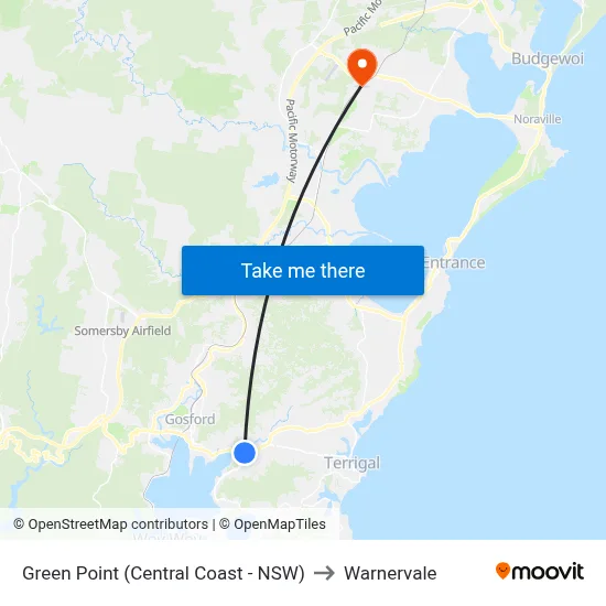 Green Point (Central Coast - NSW) to Warnervale map