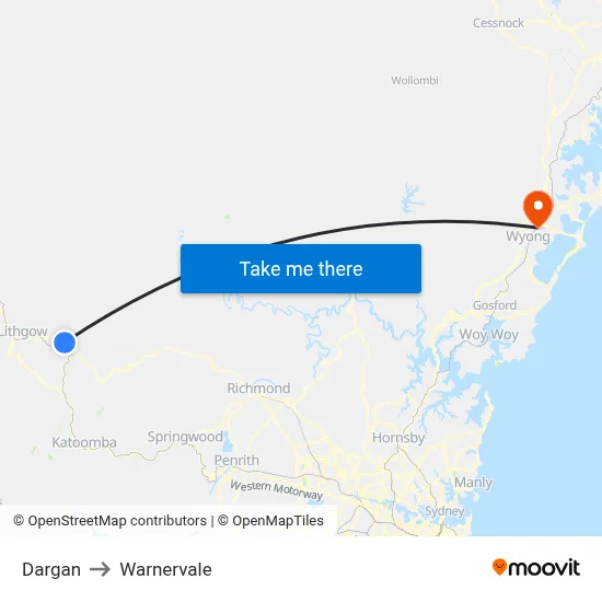 Dargan to Warnervale map