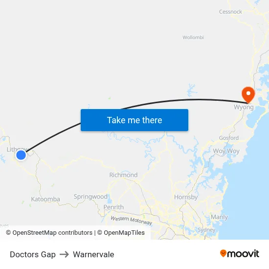 Doctors Gap to Warnervale map