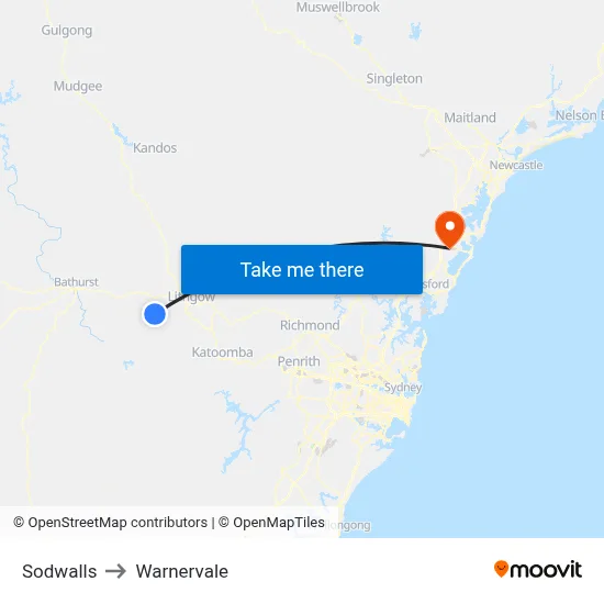 Sodwalls to Warnervale map