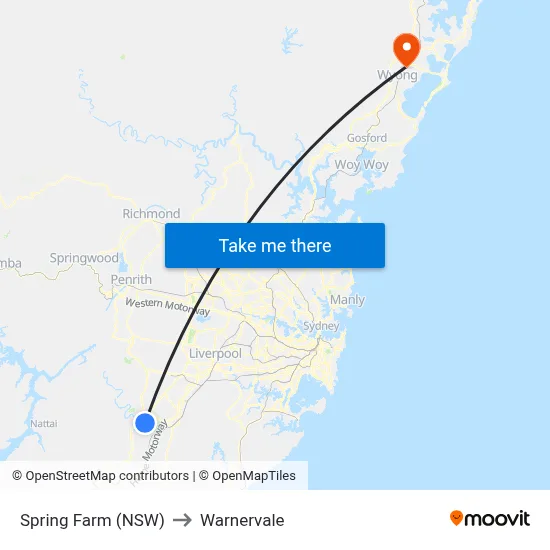 Spring Farm (NSW) to Warnervale map