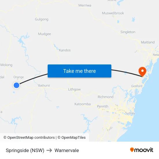 Springside (NSW) to Warnervale map
