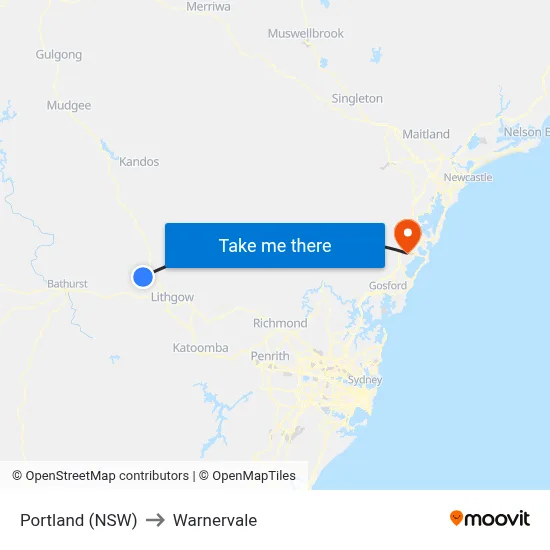 Portland (NSW) to Warnervale map
