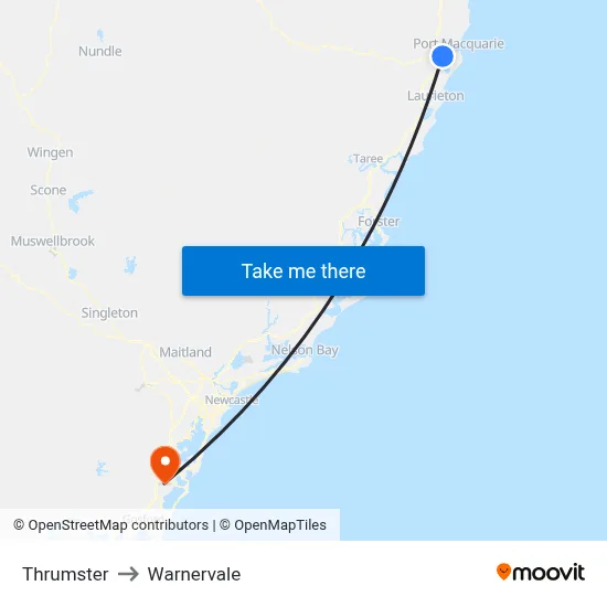 Thrumster to Warnervale map