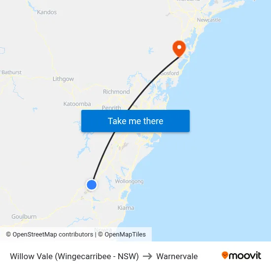 Willow Vale (Wingecarribee - NSW) to Warnervale map