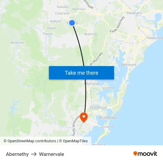 Abernethy to Warnervale map